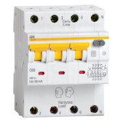 Автоматичний вимикач диференційного струму IEK АВДТ34 4P 25А 300мА хар-ка C тип A міні-фото