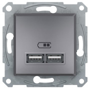 Розетка Schneider Electric Asfora USB (зарядка) 2.1A подвійна сталь міні-фото