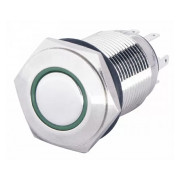 Кнопка АСКО-УКРЕМ TYJ 16-261 металева з підсвічуванням 1НВ+1НЗ 220V зелена міні-фото