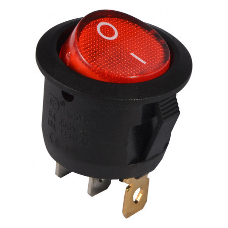 Перемикач АСКО-УКРЕМ KCD1-5-101N R/B чорний з круглою червоною клавішою з підсвічуванням (A0140040071) фото