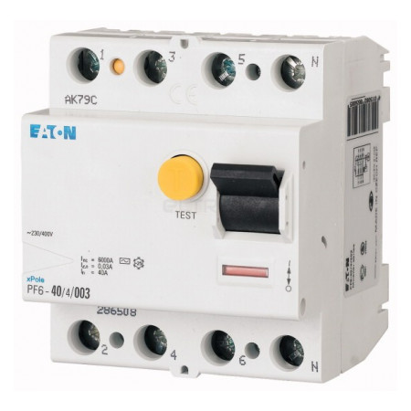 Пристрій захисного відключення (ПЗВ) Eaton PF6-40/4/01 4p 40А 100мА тип AC (286509) фото
