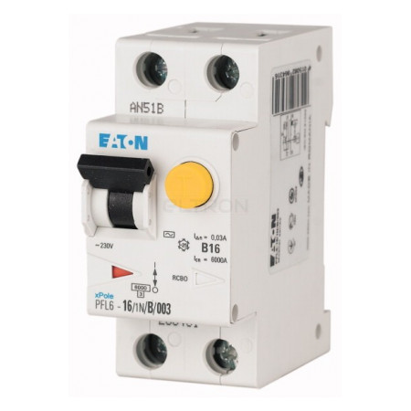 Диференційний автоматичний вимикач Eaton PFL6-40/1N/B/003 2p B 40А 30мА тип AC (286435) фото