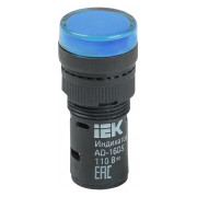 Лампа IEK AD-16DS LED-матриця d16 мм синя 24В AC/DC міні-фото