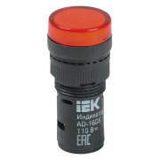 Лампа IEK AD-16DS LED-матриця d16 мм червона 12В AC/DC міні-фото