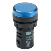 Лампа IEK AD-22DS LED-матриця d22 мм синя 24В AC/DC міні-фото