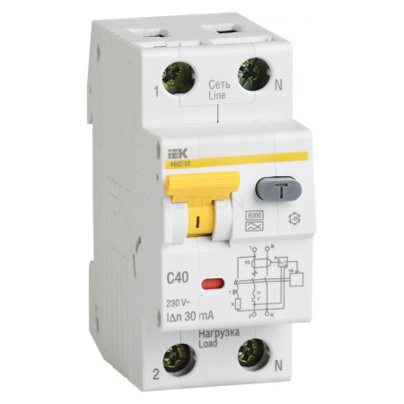Автоматичний вимикач диференційного струму IEK АВДТ32 2P 63А 100мА хар-ка C тип A (MAD22-5-063-C-100) фото
