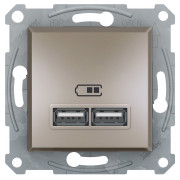 Розетка Schneider Electric Asfora USB (зарядка) 2.1A подвійна бронза міні-фото